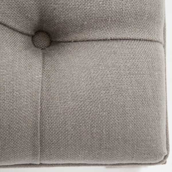 Zentique Square Tufted Ottoman: Linen-Upheld Button Top with Solid Oak Legs for Seating, Footrest, Versatile Surface Limed Grey Oak, Grey Linen CFH136-Z E272 A048