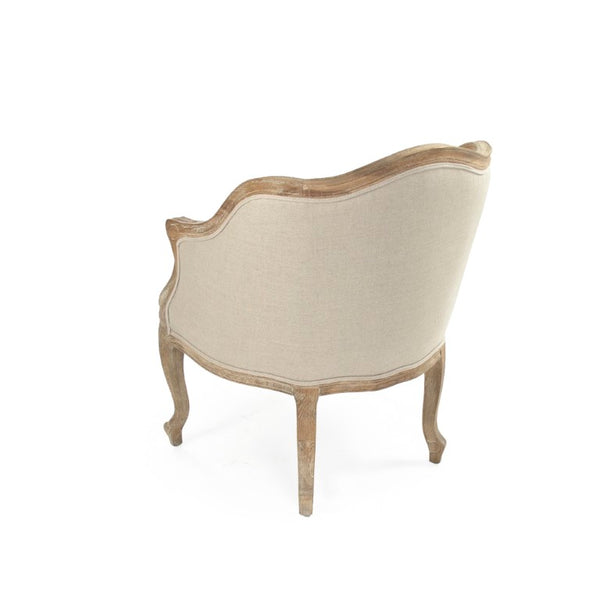 Zentique Pierre Club Chair: Oak Frame Linen Upholstery, Timeless Club Silhouette, Compact Cozy Seat for Nooks CFH170-1 E272 A003