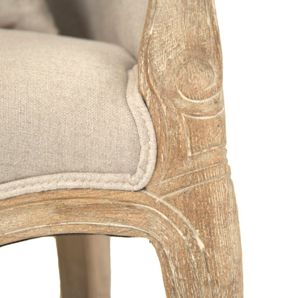 Zentique Pierre Club Chair: Oak Frame Linen Upholstery, Timeless Club Silhouette, Compact Cozy Seat for Nooks CFH170-1 E272 A003