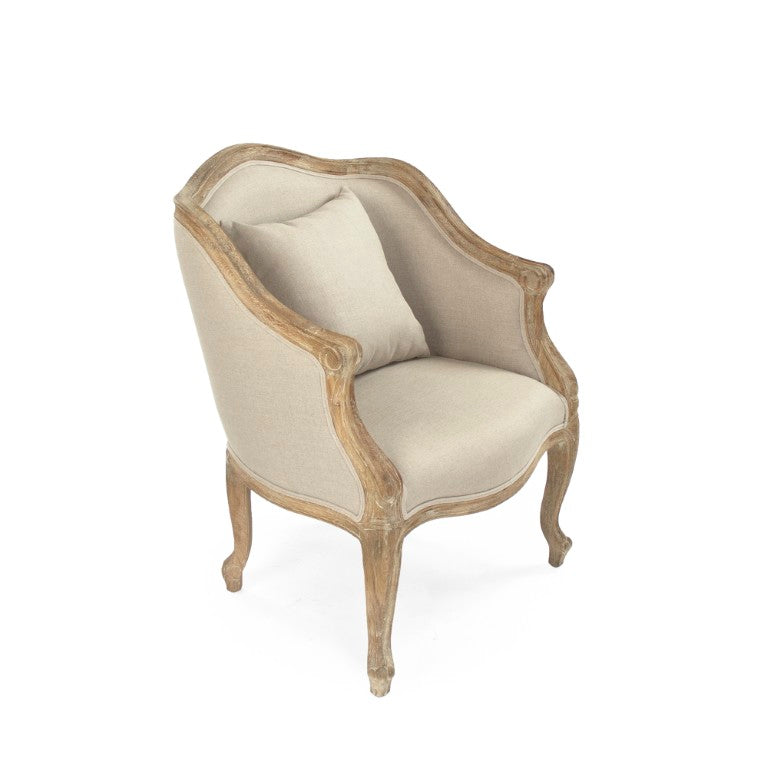 Zentique Pierre Club Chair: Oak Frame Linen Upholstery, Timeless Club Silhouette, Compact Cozy Seat for Nooks CFH170-1 E272 A003