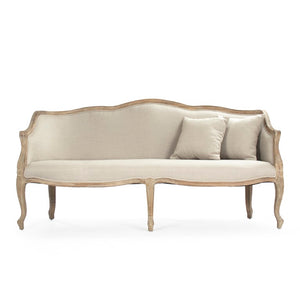 Zentique Benton Compact Oak Sofa with Linen Upholstery — Timeless Modern Design, Plush Cushions for Small Spaces CFH170-3 E272 A003