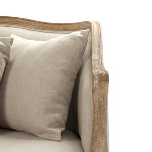 Zentique Benton Compact Oak Sofa with Linen Upholstery — Timeless Modern Design, Plush Cushions for Small Spaces CFH170-3 E272 A003