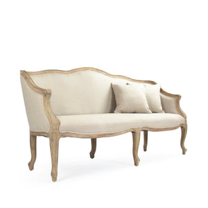 Zentique Benton Compact Oak Sofa with Linen Upholstery — Timeless Modern Design, Plush Cushions for Small Spaces CFH170-3 E272 A003