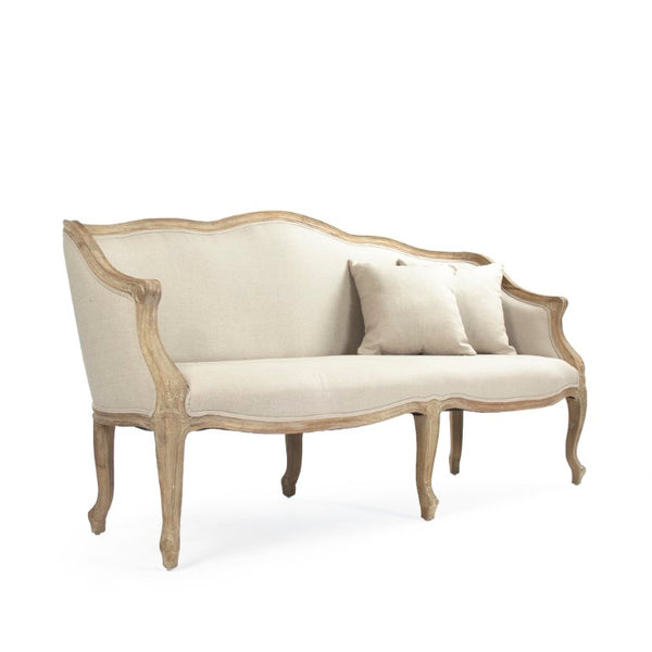 Zentique Benton Compact Oak Sofa with Linen Upholstery — Timeless Modern Design, Plush Cushions for Small Spaces CFH170-3 E272 A003