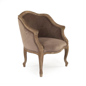 Pierre Club Chair Limed Grey Oak, Brown Velvet CFH170-1 E272 V011 Zentique