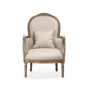 Pascal Club Chair Limed Grey Oak, Natural Linen, Burlap CFH185 E272 A003 Jute Zentique