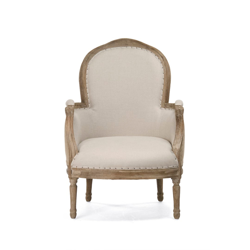 Pascal Club Chair Limed Grey Oak, Natural Linen, Burlap CFH185 E272 A003 Jute Zentique