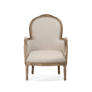 Pascal Club Chair Limed Grey Oak, Natural Linen, Burlap CFH185 E272 A003 Jute Zentique