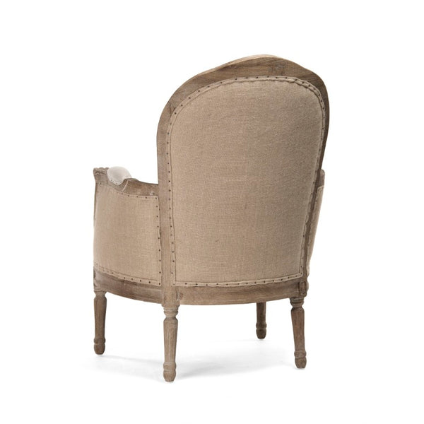 Zentique Pascal Oak Frame Club Chair with Linen-Burlap Upholstery, High-Density Foam Comfort, 27"W x 38"H CFH185 E272 A003 Jute