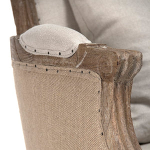 Zentique Pascal Oak Frame Club Chair with Linen-Burlap Upholstery, High-Density Foam Comfort, 27"W x 38"H CFH185 E272 A003 Jute