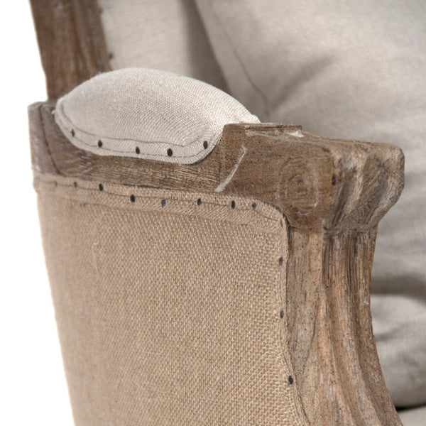 Zentique Pascal Oak Frame Club Chair with Linen-Burlap Upholstery, High-Density Foam Comfort, 27"W x 38"H CFH185 E272 A003 Jute