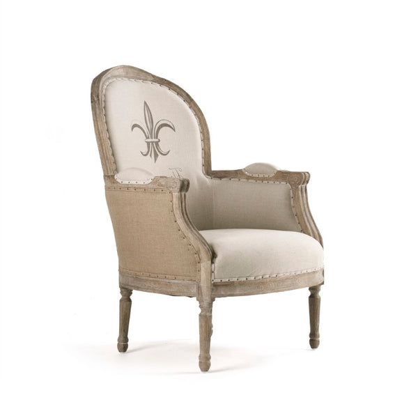 Zentique Lance Oak Linen Chair — Ergonomic Contoured Seat, Solid Oak Frame, Breathable Linen for Dining & Office CFH185 E272 #5 Burlap