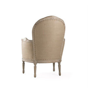 Zentique Lance Oak Linen Chair — Ergonomic Contoured Seat, Solid Oak Frame, Breathable Linen for Dining & Office CFH185 E272 #5 Burlap