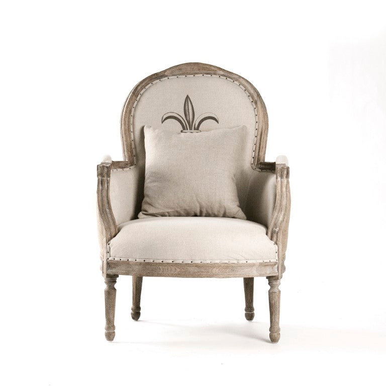 Zentique Lance Oak Linen Chair — Ergonomic Contoured Seat, Solid Oak Frame, Breathable Linen for Dining & Office CFH185 E272 #5 Burlap