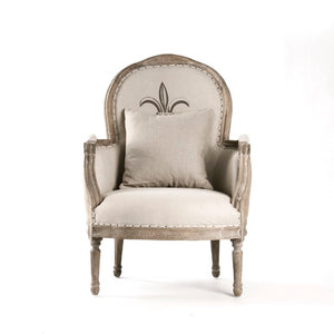 Zentique Lance Oak Linen Chair — Ergonomic Contoured Seat, Solid Oak Frame, Breathable Linen for Dining & Office CFH185 E272 #5 Burlap