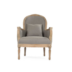 Zentique Pascal Oak Club Chair with Linen Upholstery — Compact Modern Armchair, Ergonomic Comfort for Living Rooms CFH185 E272 A048