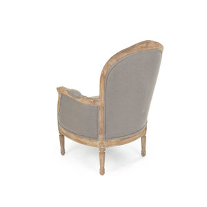 Zentique Pascal Oak Club Chair with Linen Upholstery — Compact Modern Armchair, Ergonomic Comfort for Living Rooms CFH185 E272 A048
