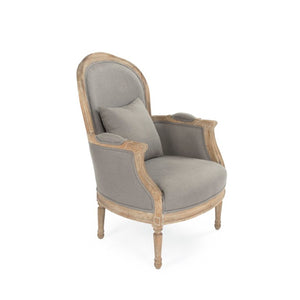 Zentique Pascal Oak Club Chair with Linen Upholstery — Compact Modern Armchair, Ergonomic Comfort for Living Rooms CFH185 E272 A048