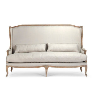 Zentique Leon Sofa with Solid Oak Frame, Linen-Burlap Upholstery, Plush Cushions & Scandinavian Lines — 78"W CFH186-3 E272 A003 Jute