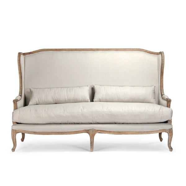 Zentique Leon Sofa with Solid Oak Frame, Linen-Burlap Upholstery, Plush Cushions & Scandinavian Lines — 78"W CFH186-3 E272 A003 Jute