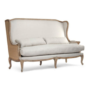 Zentique Leon Sofa with Solid Oak Frame, Linen-Burlap Upholstery, Plush Cushions & Scandinavian Lines — 78"W CFH186-3 E272 A003 Jute