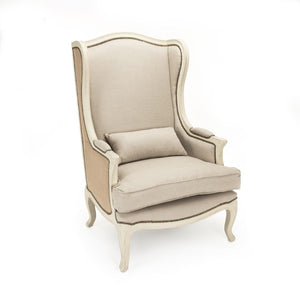 Zentique Leon Chair Modern Accent Armchair with Solid Birch Frame, Linen-Burlap Upholstery & Deep Seat Comfort CFH186 309 A003/H010