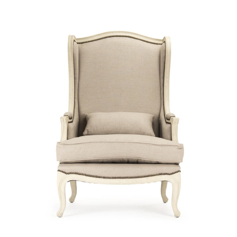 Zentique Leon Chair Modern Accent Armchair with Solid Birch Frame, Linen-Burlap Upholstery & Deep Seat Comfort CFH186 309 A003/H010