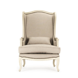 Zentique Leon Chair Modern Accent Armchair with Solid Birch Frame, Linen-Burlap Upholstery & Deep Seat Comfort CFH186 309 A003/H010