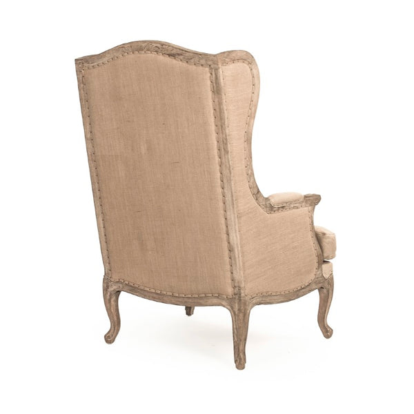 Zentique Leon Solid Oak Linen Chair — Ergonomic Accent Seat, Hand-Finished Frame, Compact Modern Comfort CFH186 E272 H009
