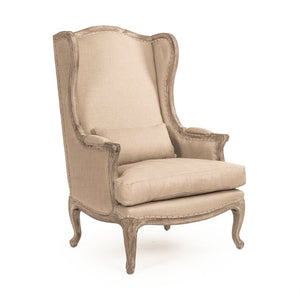 Zentique Leon Solid Oak Linen Chair — Ergonomic Accent Seat, Hand-Finished Frame, Compact Modern Comfort CFH186 E272 H009