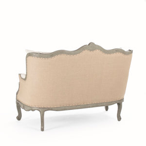 Adele Settee Faux Olive Green Birch, Off-White Cotton, Burlap CFH198-2 432 C020 Jute Zentique