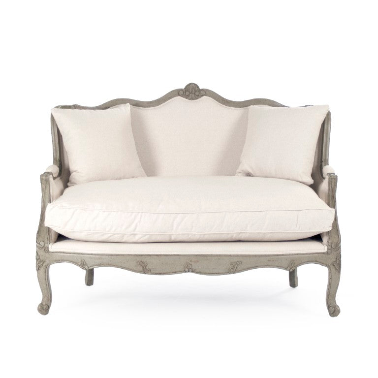Zentique Adele Birch Frame Settee with Plush Cushions, Cotton-Burlap Upholstery, Timeless Neutral Finish (98 characters) CFH198-2 432 C020 Jute