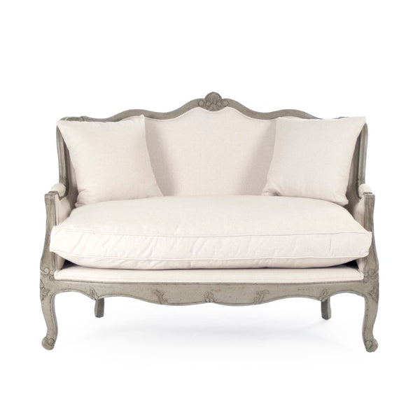 Zentique Adele Birch Frame Settee with Plush Cushions, Cotton-Burlap Upholstery, Timeless Neutral Finish (98 characters) CFH198-2 432 C020 Jute