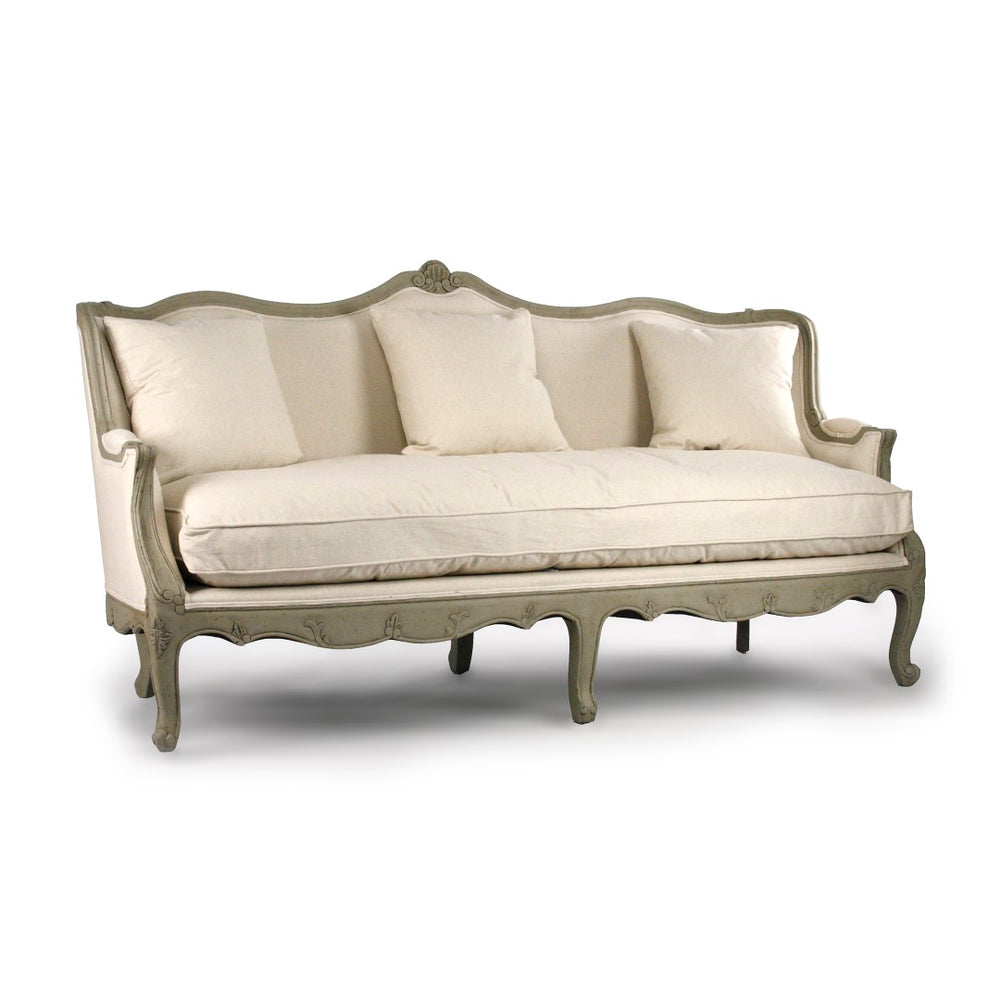 Adele Sofa Faux Olive Green Birch, Off-White Cotton CFH198-3 432 C020 Zentique