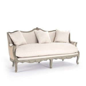 Zentique Adele Birch Frame Sofa with Cotton-Burlap Upholstery, Timeless Silhouette, Durable Comfort, 78"W CFH198-3 432 C020 Jute