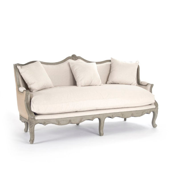Zentique Adele Birch Frame Sofa with Cotton-Burlap Upholstery, Timeless Silhouette, Durable Comfort, 78"W CFH198-3 432 C020 Jute