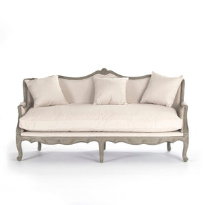 Zentique Adele Birch Frame Sofa with Cotton-Burlap Upholstery, Timeless Silhouette, Durable Comfort, 78"W CFH198-3 432 C020 Jute