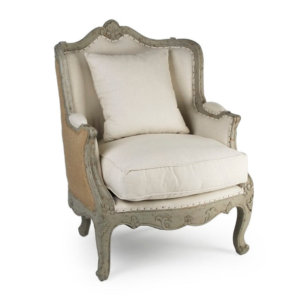 Zentique Adele Compact Love Chair with Birch Frame, Breathable Cotton-Burlap Upholstery, Cozy Ergonomic Seat CFH198 432 C020 Jute