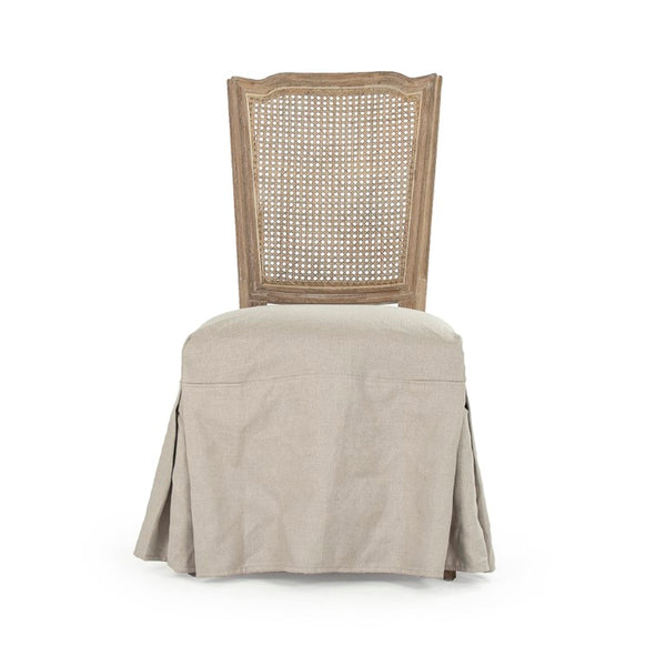 Zentique Jeena Oak Side Chair with Linen Upholstery — Ergonomic Comfort, Solid Oak Frame, Timeless Modern Design CFH207-Caneback E272 A015-A