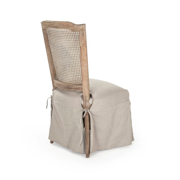 Zentique Jeena Oak Side Chair with Linen Upholstery — Ergonomic Comfort, Solid Oak Frame, Timeless Modern Design CFH207-Caneback E272 A015-A