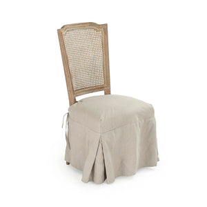 Zentique Jeena Oak Side Chair with Linen Upholstery — Ergonomic Comfort, Solid Oak Frame, Timeless Modern Design CFH207-Caneback E272 A015-A