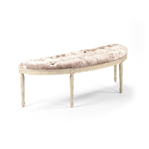 Zentique Louis Curve Bench Plush Crushed Velvet on Solid Birch Frame — Sculpted 57" Designer Seating for Entryways W3 CFH208 309 A