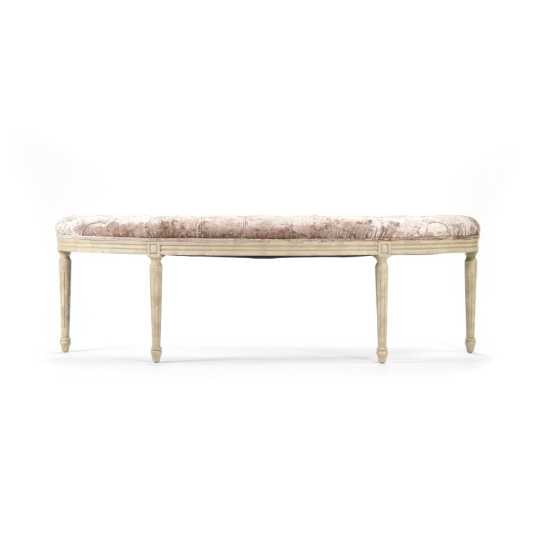 Zentique Louis Curve Bench Plush Crushed Velvet on Solid Birch Frame — Sculpted 57" Designer Seating for Entryways W3 CFH208 309 A