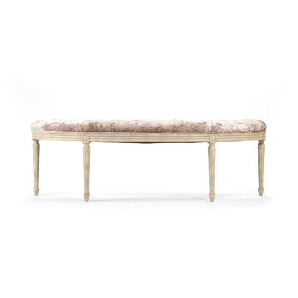 Zentique Louis Curve Bench Plush Crushed Velvet on Solid Birch Frame — Sculpted 57" Designer Seating for Entryways W3 CFH208 309 A
