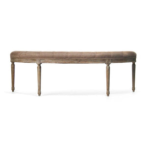 Zentique Louis Curved Bench with Solid Oak Frame and Linen Upholstery — Elegant Ergonomic Seating Accent (97 chars) Limed Grey Oak, Copper Linen CFH208 E272 A006