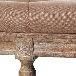 Zentique Louis Curved Bench with Solid Oak Frame and Linen Upholstery — Elegant Ergonomic Seating Accent (97 chars) Limed Grey Oak, Copper Linen CFH208 E272 A006