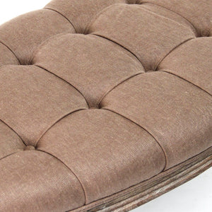 Zentique Louis Curved Bench with Solid Oak Frame and Linen Upholstery — Elegant Ergonomic Seating Accent (97 chars) Limed Grey Oak, Copper Linen CFH208 E272 A006