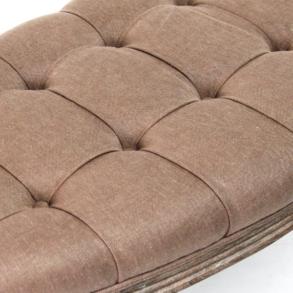 Zentique Louis Curved Bench with Solid Oak Frame and Linen Upholstery — Elegant Ergonomic Seating Accent (97 chars) Limed Grey Oak, Copper Linen CFH208 E272 A006