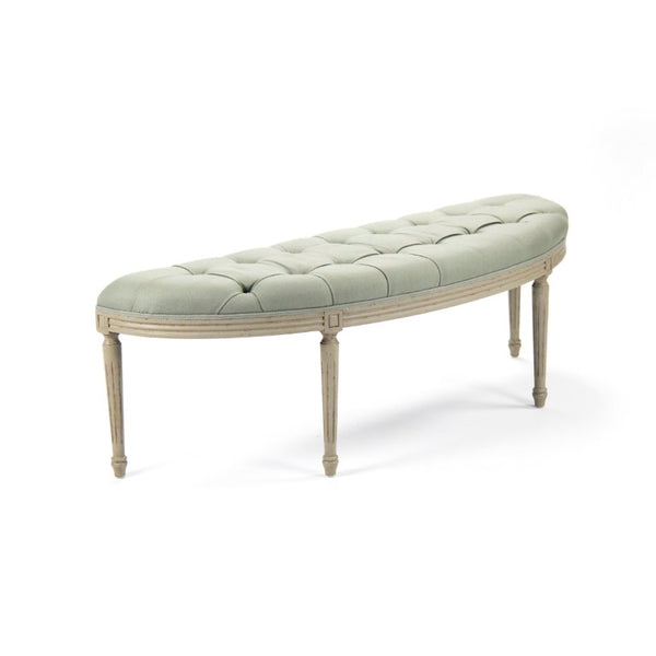 Zentique Louis Curve Bench Birch Frame Linen Upholstery — Mid‑Century Curved Seat for Entryway & Bedroom Comfort W57 x H19 x D19 W3 CFH208 432 I