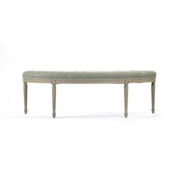 Zentique Louis Curve Bench Birch Frame Linen Upholstery — Mid‑Century Curved Seat for Entryway & Bedroom Comfort W57 x H19 x D19 W3 CFH208 432 I